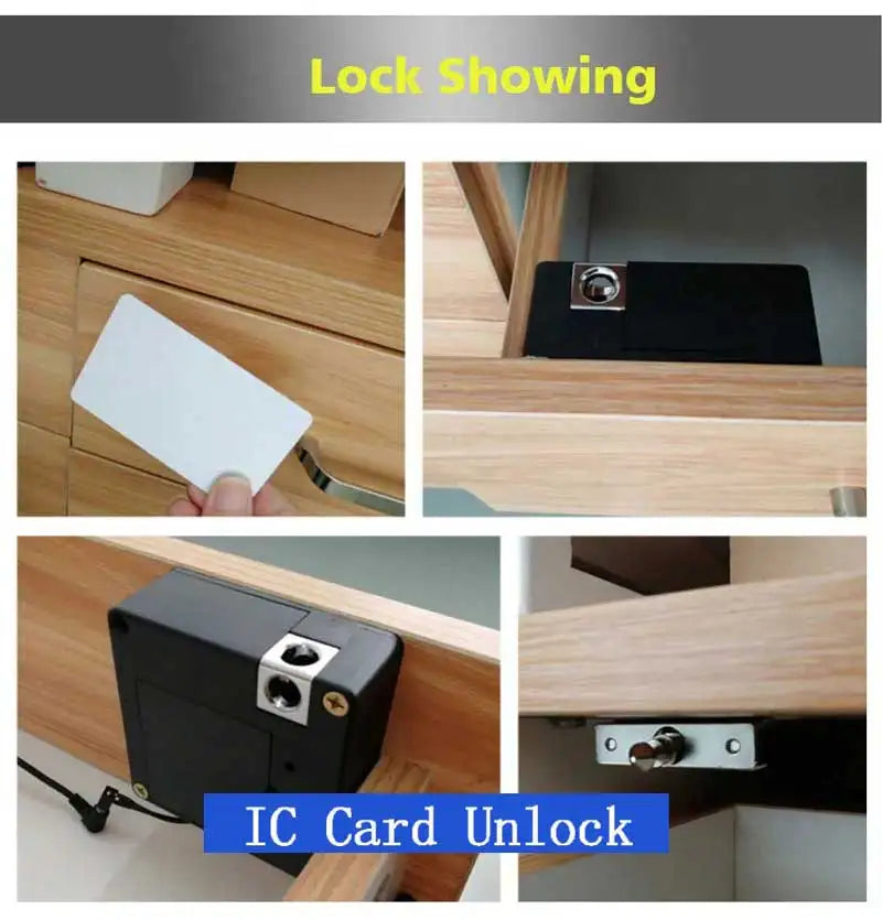 Smart Cabinet Lock 13.56MHZ IC Electronic Lock Hidden RFID Furniture Keyless Lock for Drawer Cabinet with External Power Suppy